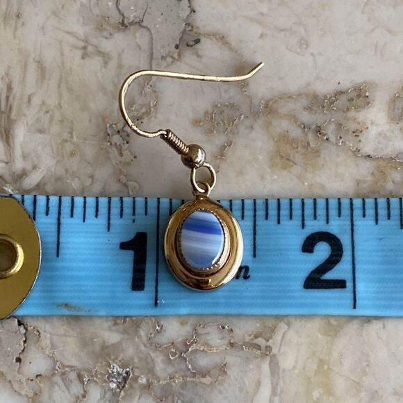 Vintage 12K Yellow Gold Filled Agate Drop Earrings - Picture 6 of 6